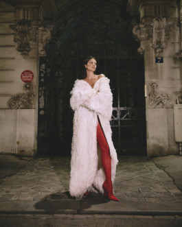 Sara Sampaio dresses by Florian Sudres and Captured by Greg Swales, wearing Ashi Ferragamo and Wolford 